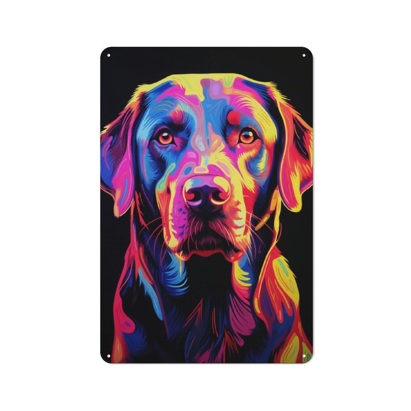 Junmoney Neon Labrador Classic Metal Gift Sign 30X20cm, Small Space Decor For Home, Shop, Pub Or Studio Wall