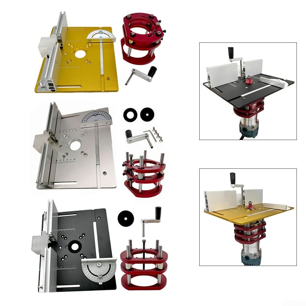 Tavolo router in legno di alluminio per operazioni di fresatura elettrica efficienti, nero, resistente, regolabile, banco da lavoro di precisione per progetti fai da te e professionali di lavorazione
