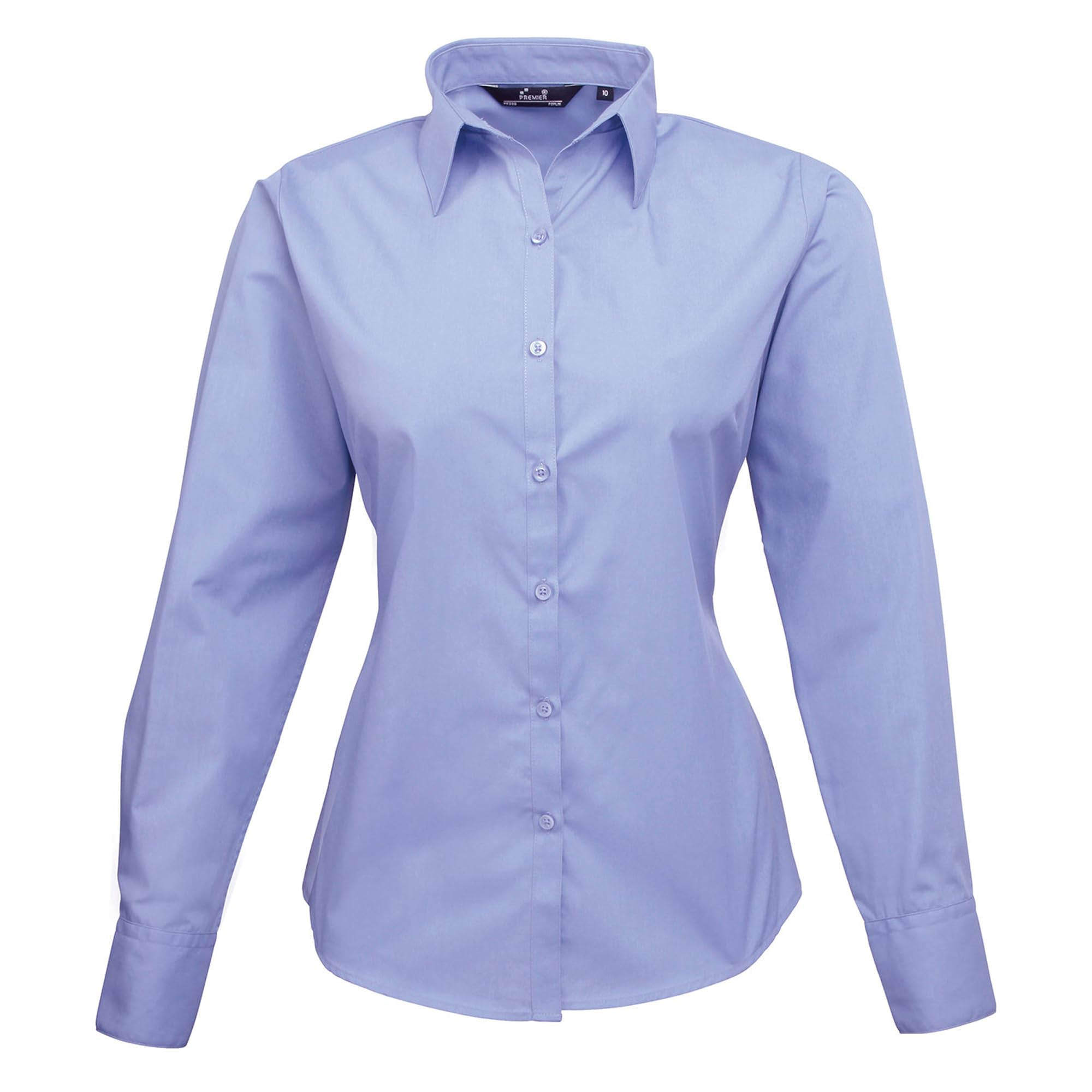Premier Womens/Ladies Poplin Long-Sleeved Blouse (16) (Mid blue)
