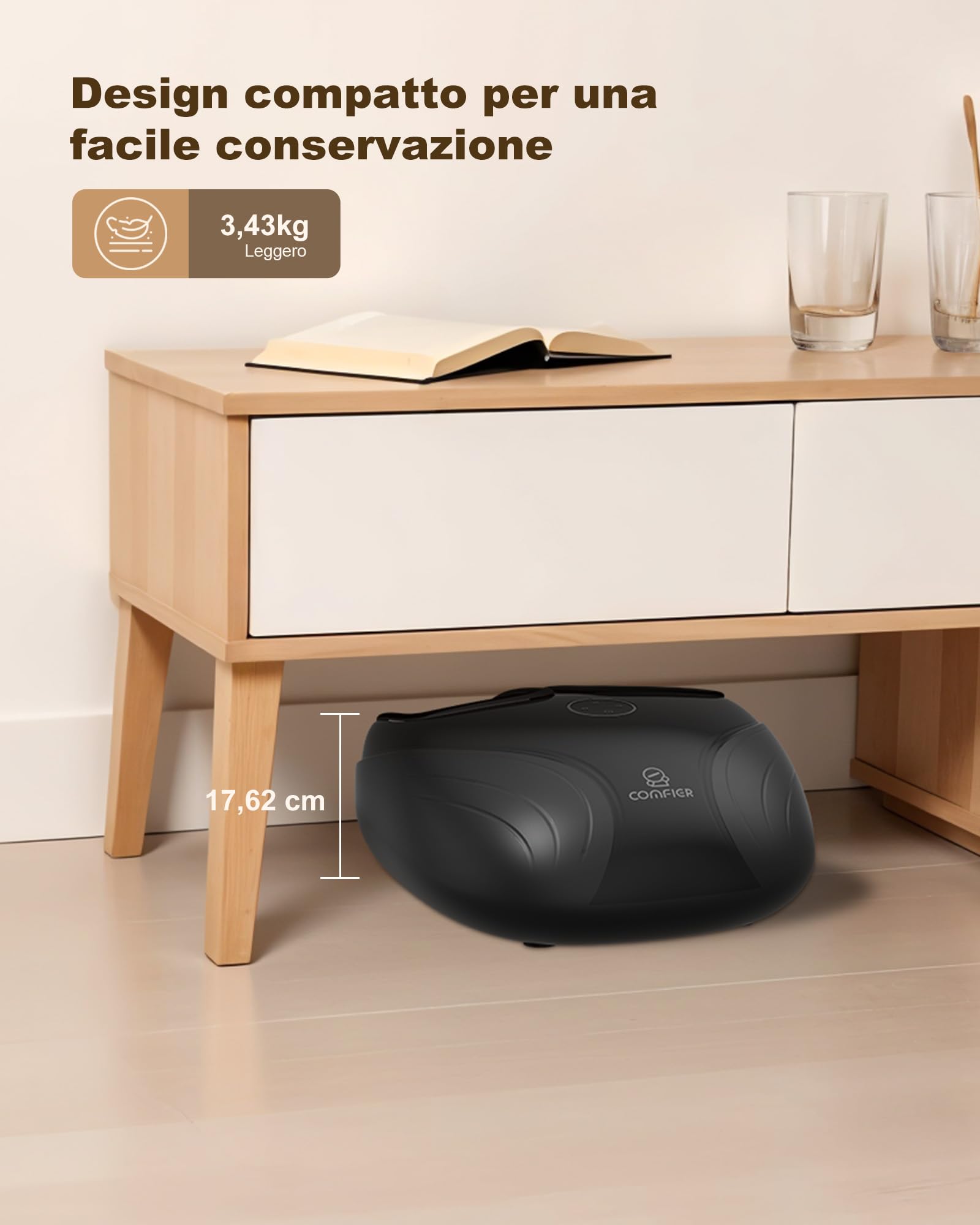 COMFIER Massaggiatore per Piedi, Shiatsu massaggiatore piedi con calore, Impastamento e compressione per la fascite massaggiatore plantare, Fino al numero 46