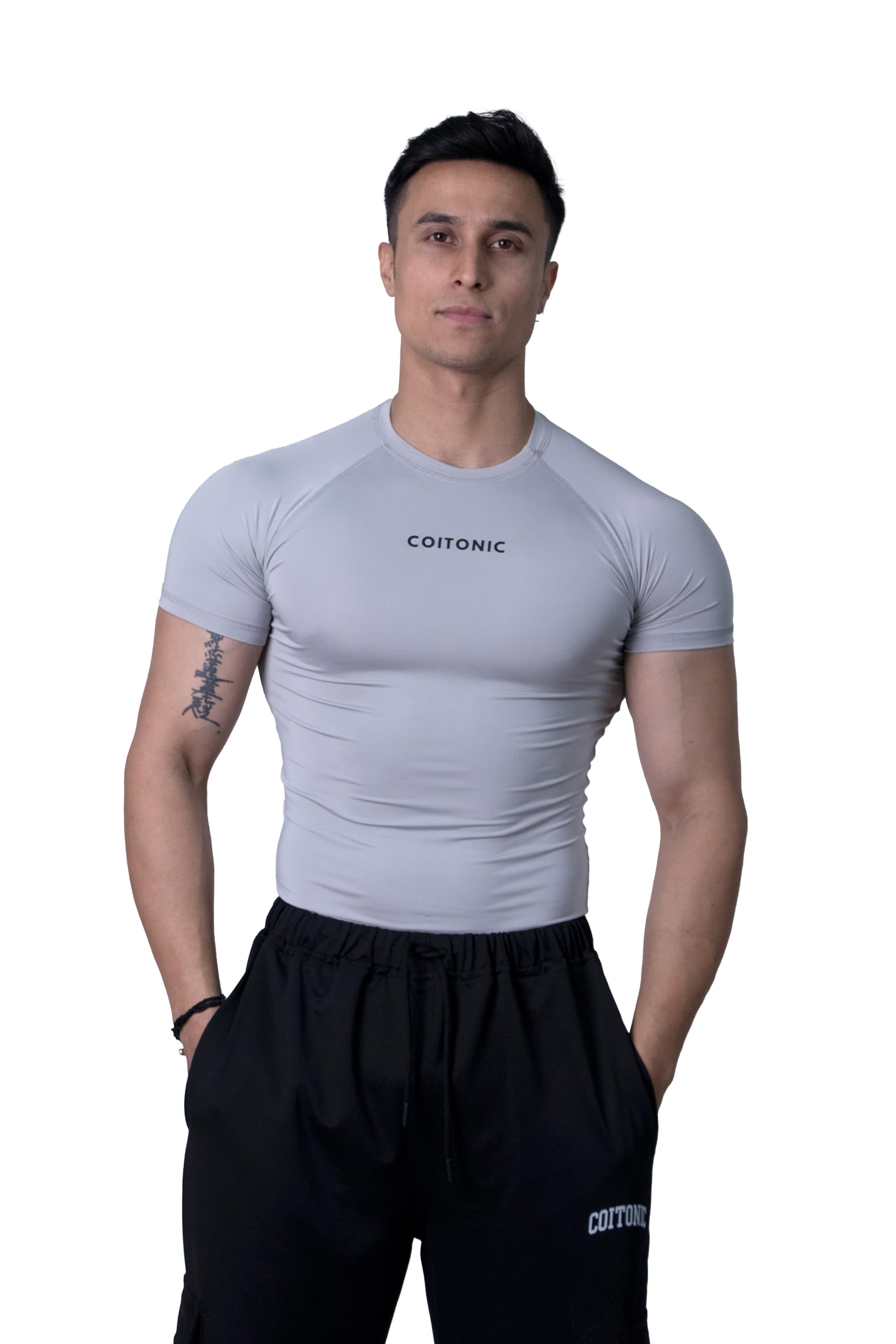 COITONIC Men Compression Half Sleeves Round Neck T-Shirt for Gym and Sports Wear-picture-17