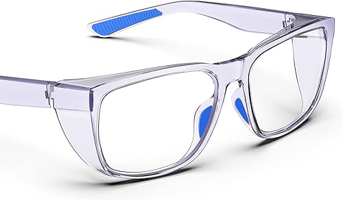 Miniatura 9 de TOREGE Gafas de seguridad, elegantes gafas de seguridad para los ojos, antivaho y resistentes a los arañazos con lentes de luz azul para hombres