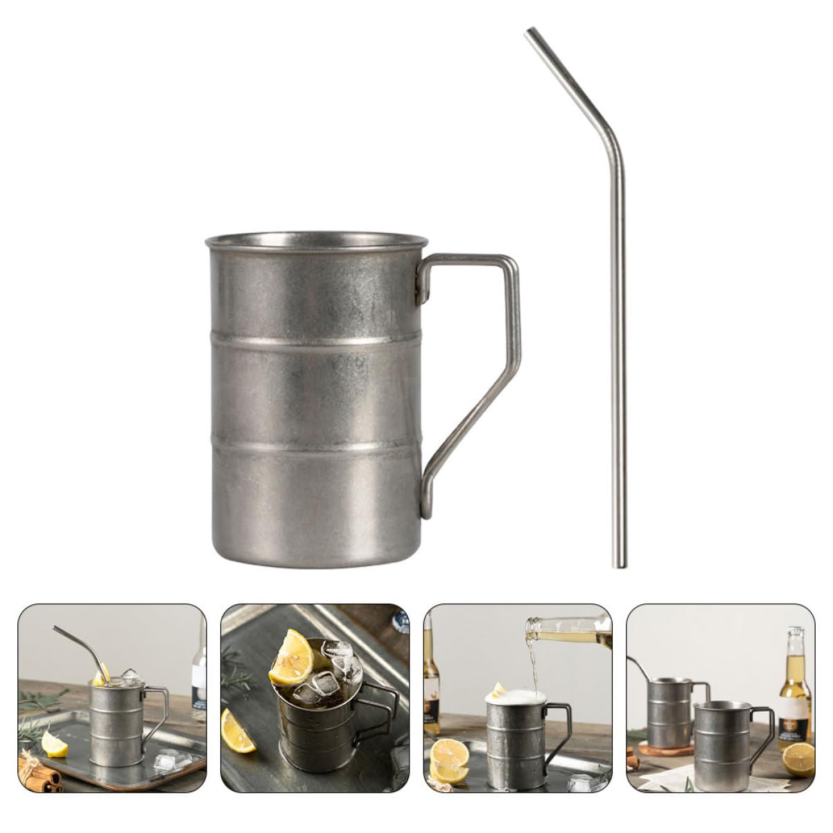 PRETYZOOM 5 Juegos taza vasos cafe coffee cup travel mug vasos cocktail jarras de cerveza colador plegable reutilizable té copa de vino de acero inoxidable copa de coctel de acero inoxidable
