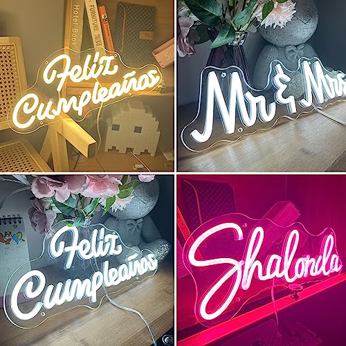 Custom Neon Signs Personalized Dimmable LED Neon Signs for Family Birthday Bar Wedding Party Neon Sign Customizable for Wall Decor Optional 16" to 50"