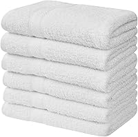 Linteum 100% Ring Spun Cotton Hair Drying Towels - Pack of 6 Soft Quick-Dry 20x40" White for Women, Men, Kids, Gym, Spa, Home