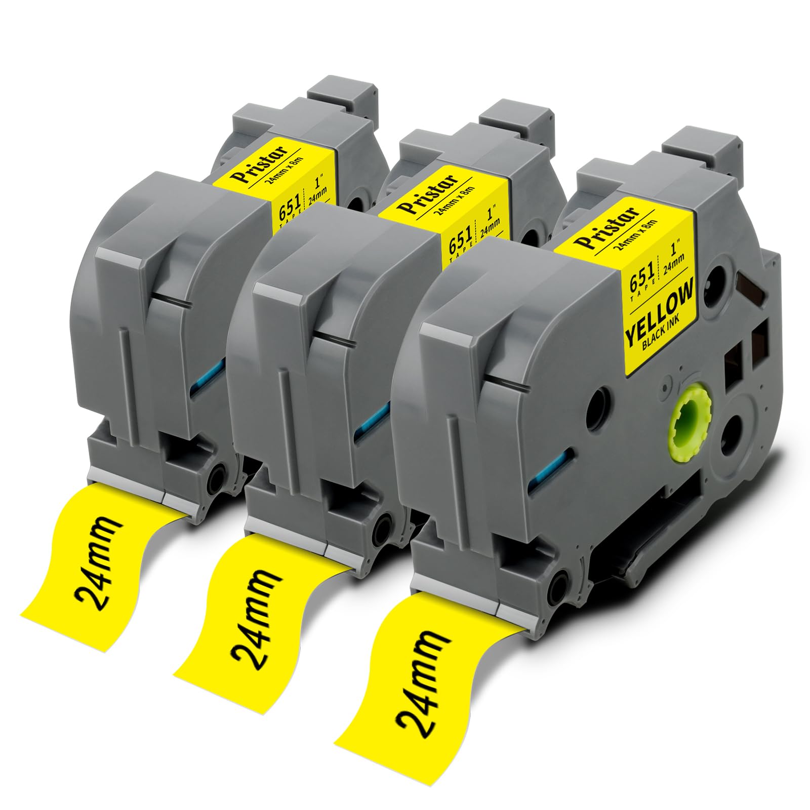 Pristar TZe-651 Black on Yellow Label Tape 1 Inch Compatible for Brother 24mm 0.94 Laminated TZ Tape TZe651 TZ651 Yellow Work with P Touch Label Maker