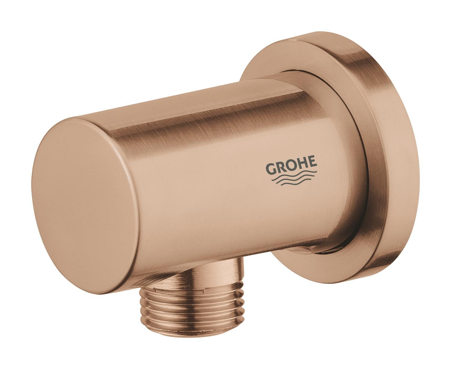 GROHE Rainshower Codo de Salida de Ducha Rosca de Conexión Macho 1/2" con Embellecedor Redondo, Protección contra Retorno, Montaje en Pared, Oro Rosa, 27057DL0