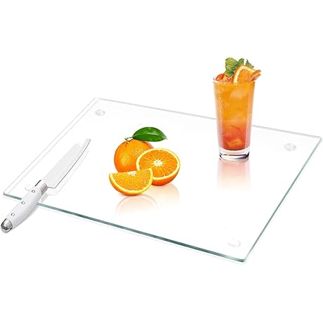 VASUHOME Durable 12" X 16" Tempered Glass Cutting Board for Kitchen