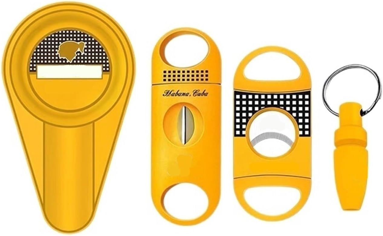 JDIME 5 Piece Cigar Tool Set Cutter Ashtray Portable Bag with Box Smoking Accessory(G)