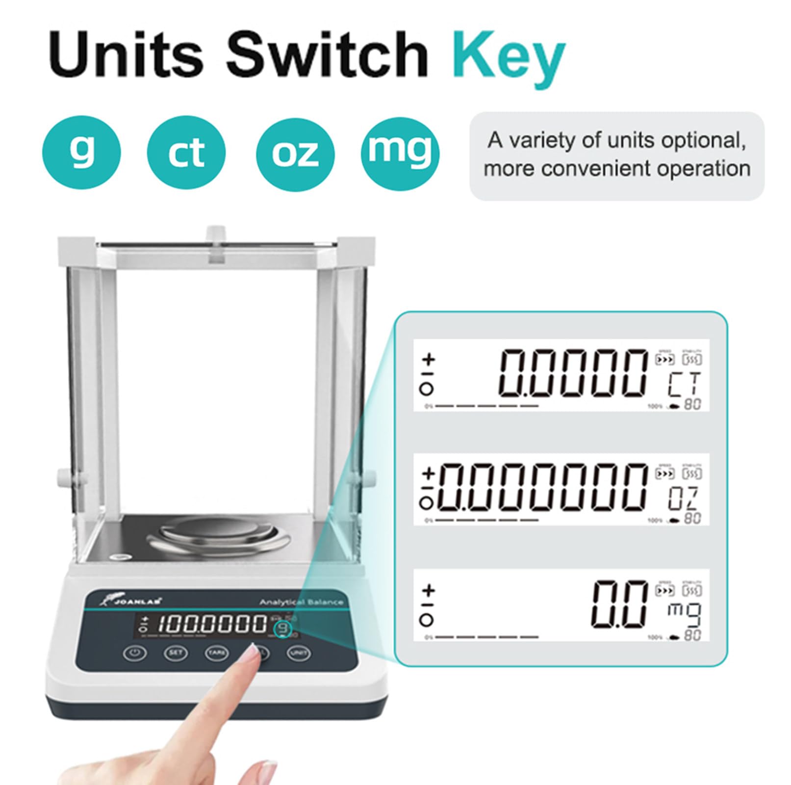 Balanza analítica electrónica Báscula de precisión digital de laboratorio, balanza analítica digital de precisión de 0,1 mg Báscula de laboratorio de alta precisión con pantalla LCD, para joyería de
