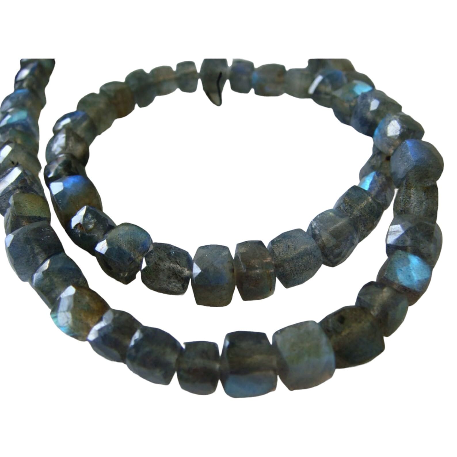 Cubes en labradorite pour bijoux 7-8mm | Perles de boîte à facettes créatives 4 pouces