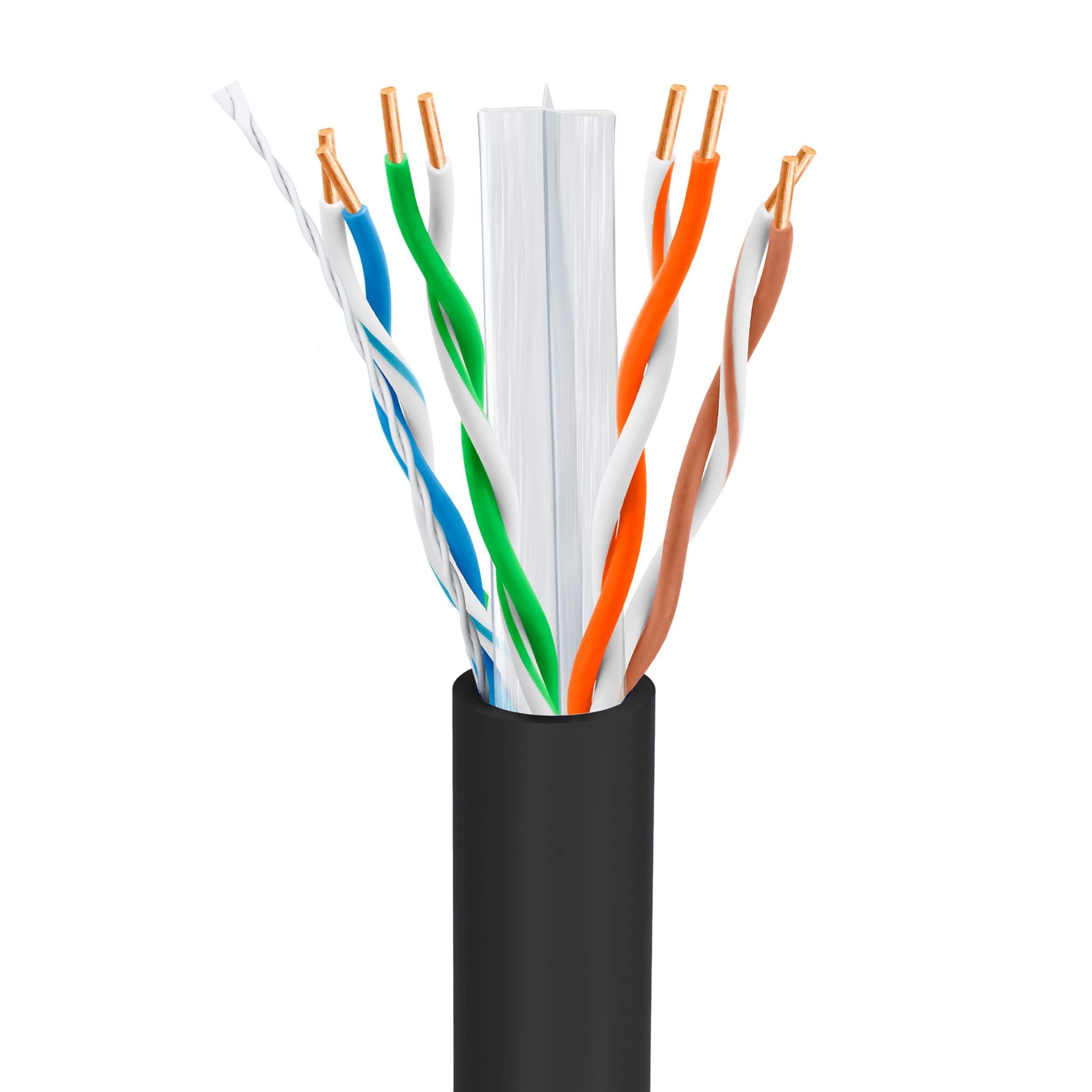 Fast Cat. Cat6 Ethernet Cable 1000ft Bulk – 23 AWG Solid Copper, 10 Gigabit, CMR Rated, With PVC Cross Separator