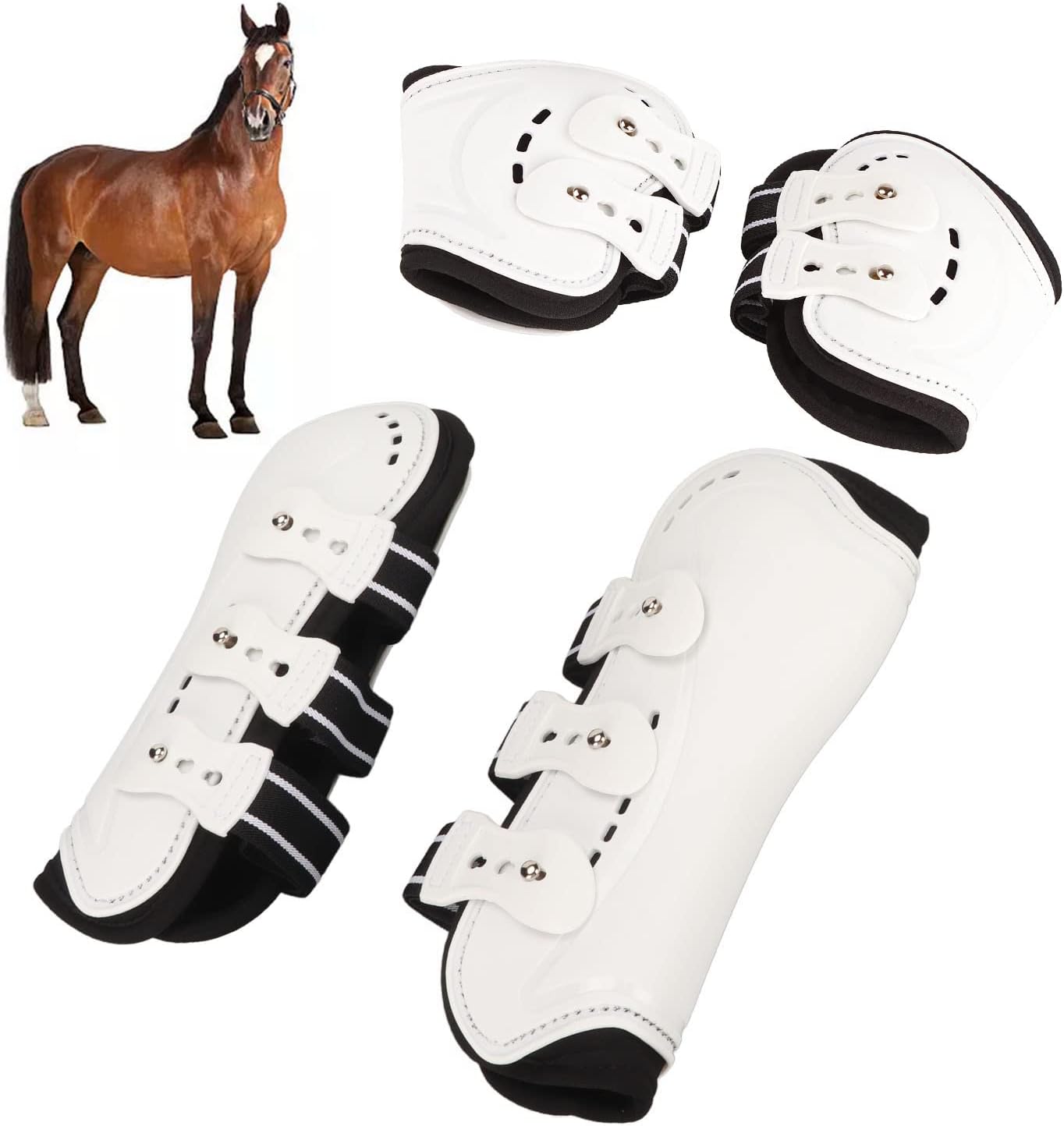 Open Front Jumping Tendon Horses Boots, Horse Fetlock Boots Impact Resistant Breathable Horse Hind Leg