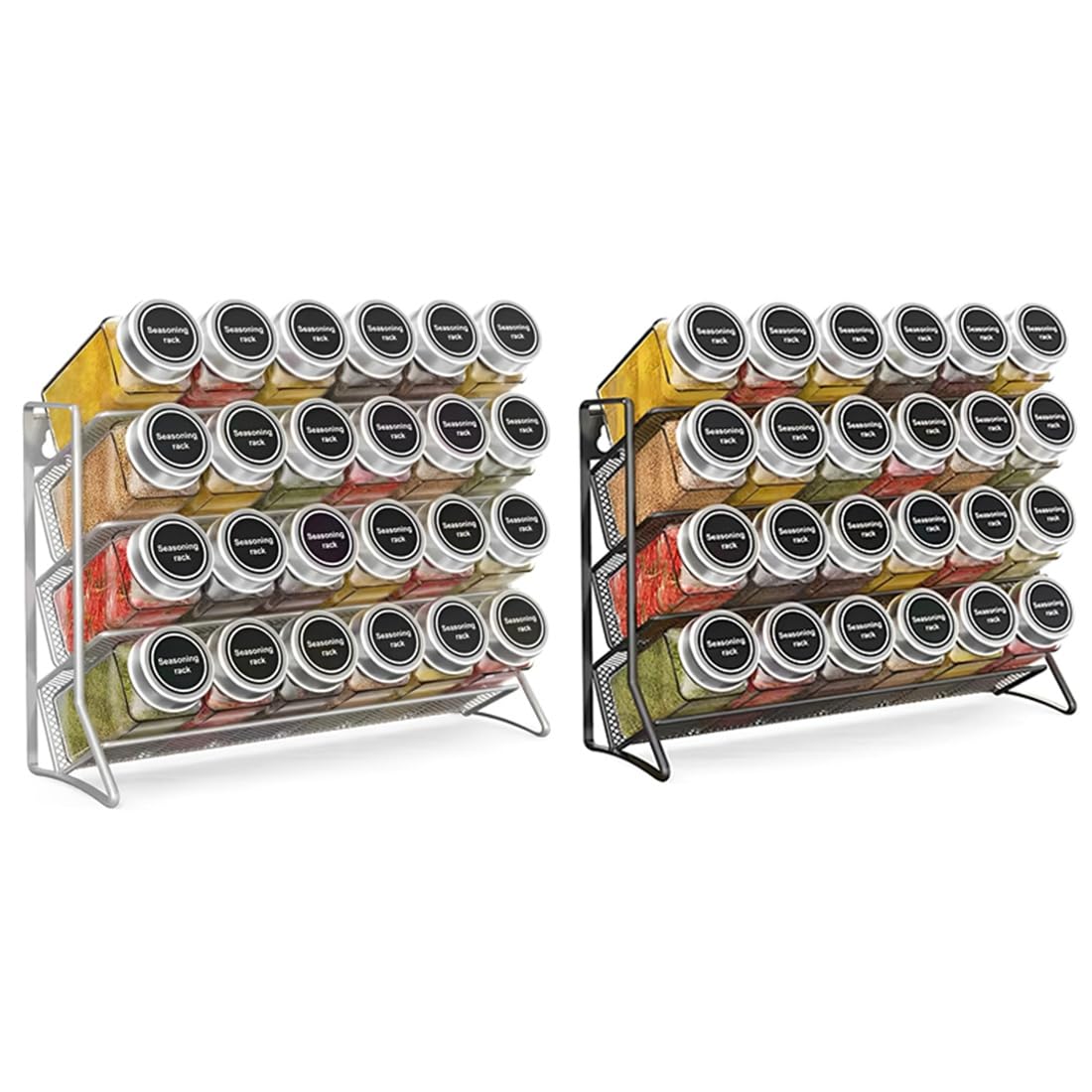 Hndhbfgrt For Pantry 2pc 4 Tier Spice Rack Countertop Stand Storage Organizer for Kitchen Cabinet Seasoning Holder