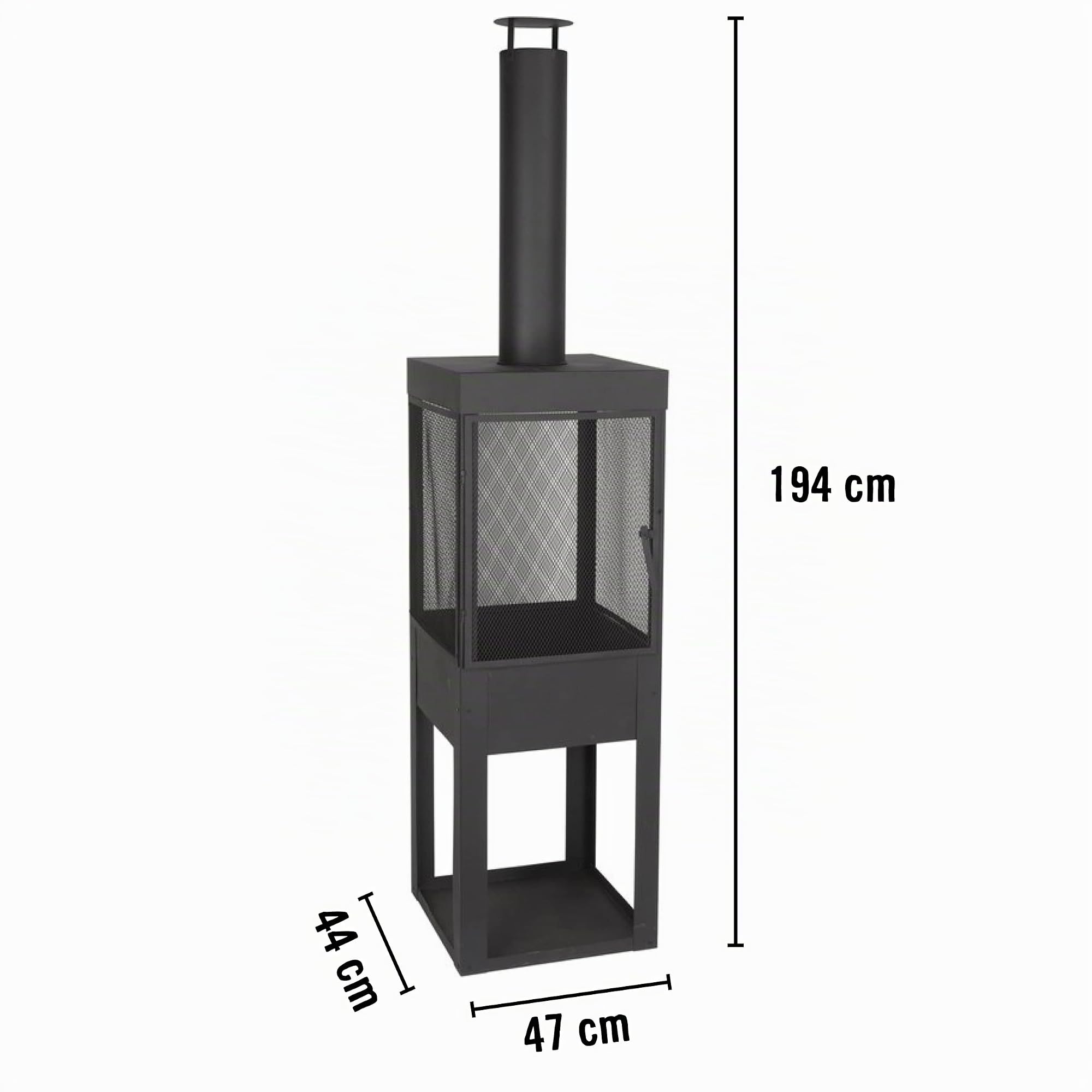 BBQ Collection Brasero Exterieur avec Cheminée - Cheminée de Jardin 194 x 44 x 47 cm - Cheminée de Terrasse avec Pare-Étincelles - Poêle à Bois Decoration Jardin - Acier au Carbone