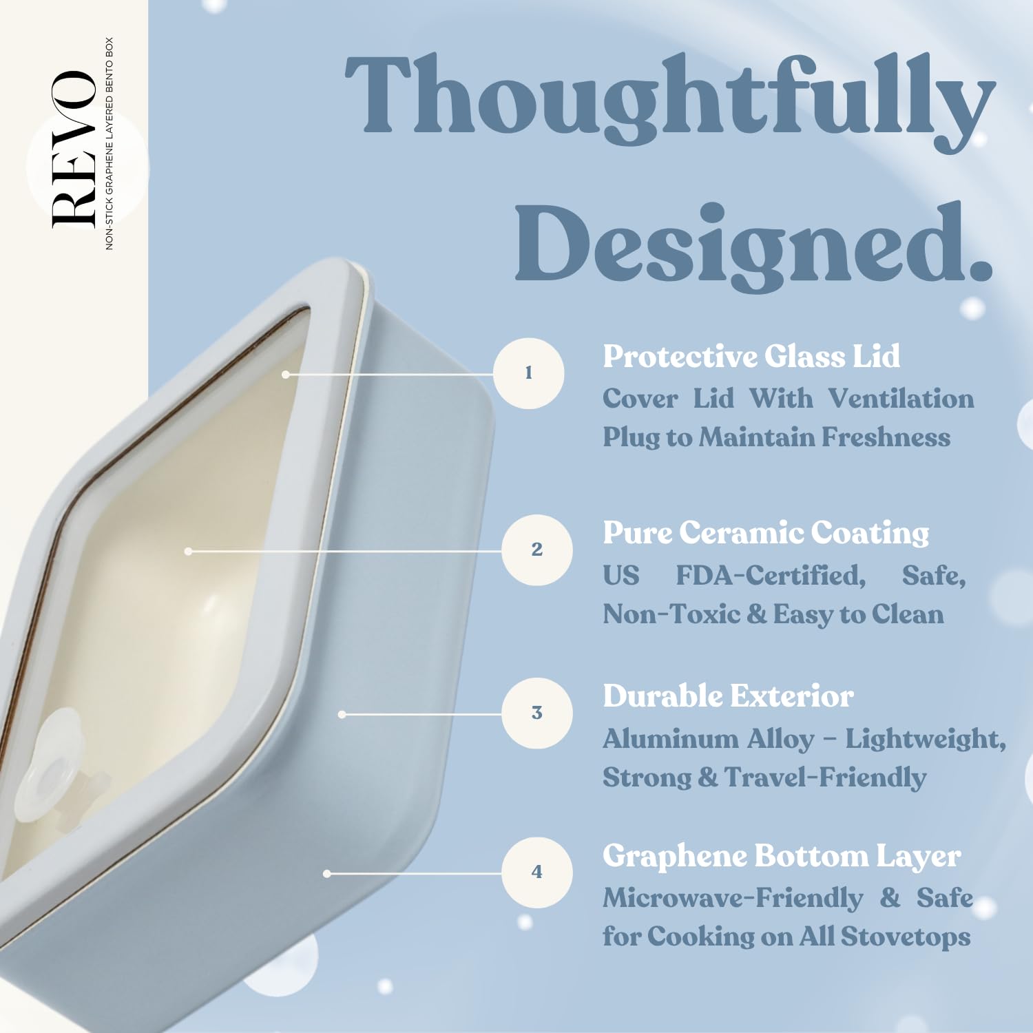 SWANZ Ceramic Coated Meal Prep Lunch Box With Glass Lid, Non Toxic Food Storage Container, No PTFE, PFOA, PFAS, and BPA, Non Stick Fry Pan, Microwave, Dishwasher Safe, Lightweight (Beige, 47 Oz)