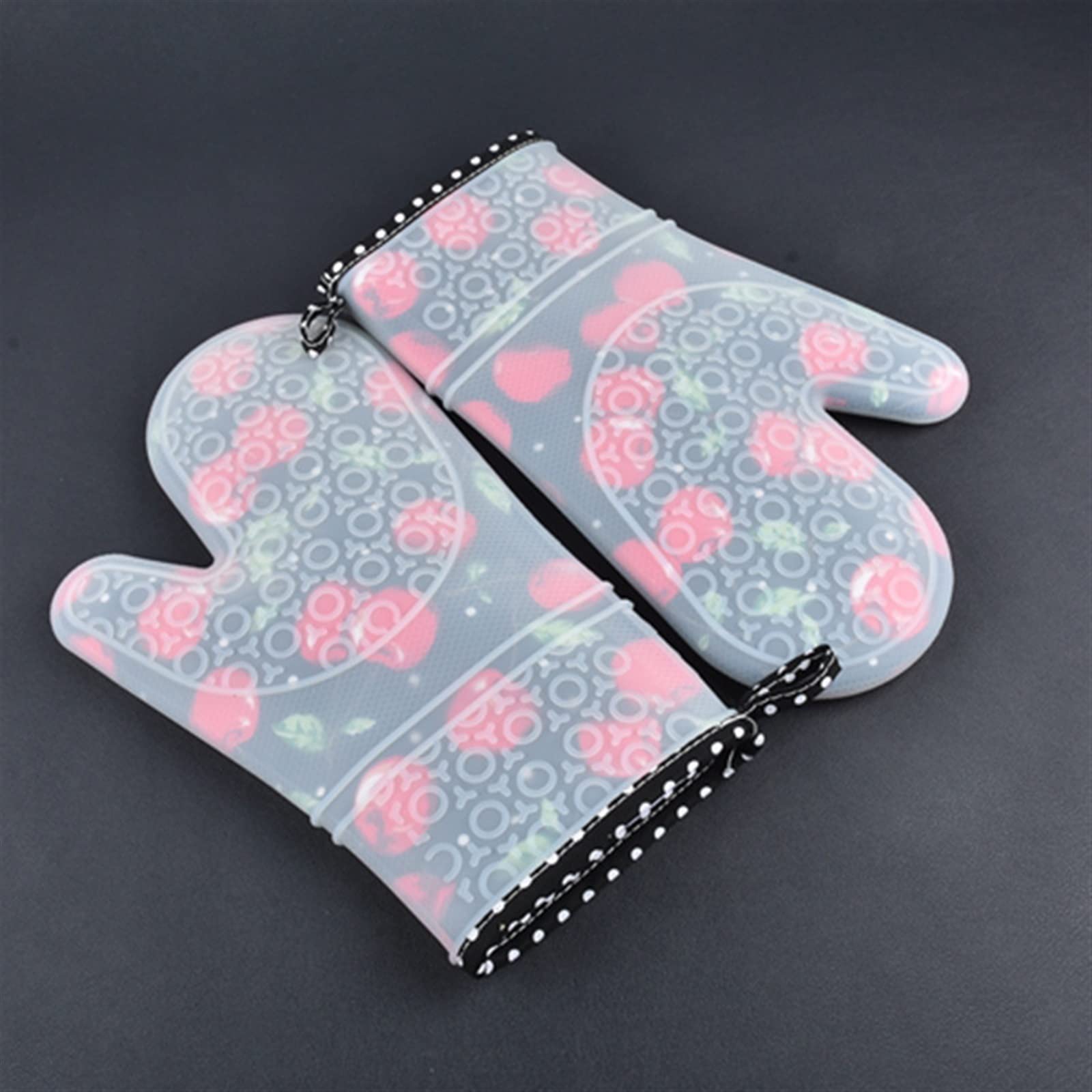 Gants de Cuisine en Silicone résistants à la Chaleur, Gants de Cuisine en Silicone Plus épais, Gants de Cuisine imprimés for Four à Micro-Ondes