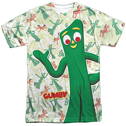 Gumby 1960's Claymation TV Series with Pokey Adult Front Print T-Shirt Gumby 1960's Claymation TV Series with Pokey Adult Front Print T-Shirt