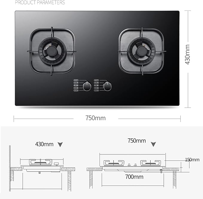 Estufa de Gas 2 Puestos 5.2KW Vidrio Templado Multigas miniatura 2