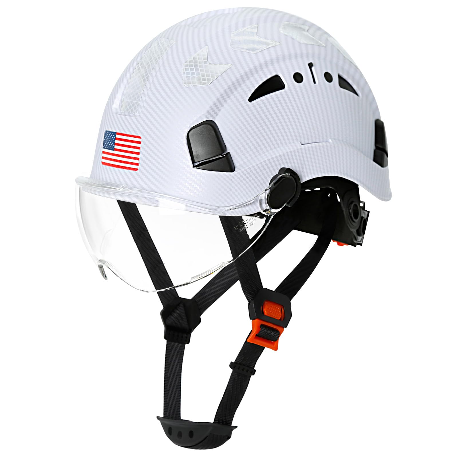 AOLAMEGS Construction Hard Hats with Visor - OSHA Approved Construction Hardhat with Chin Straps Adjustable Vented Safety Helmet 6-Point Suspension Work Hardhats for Industrial Outdoor