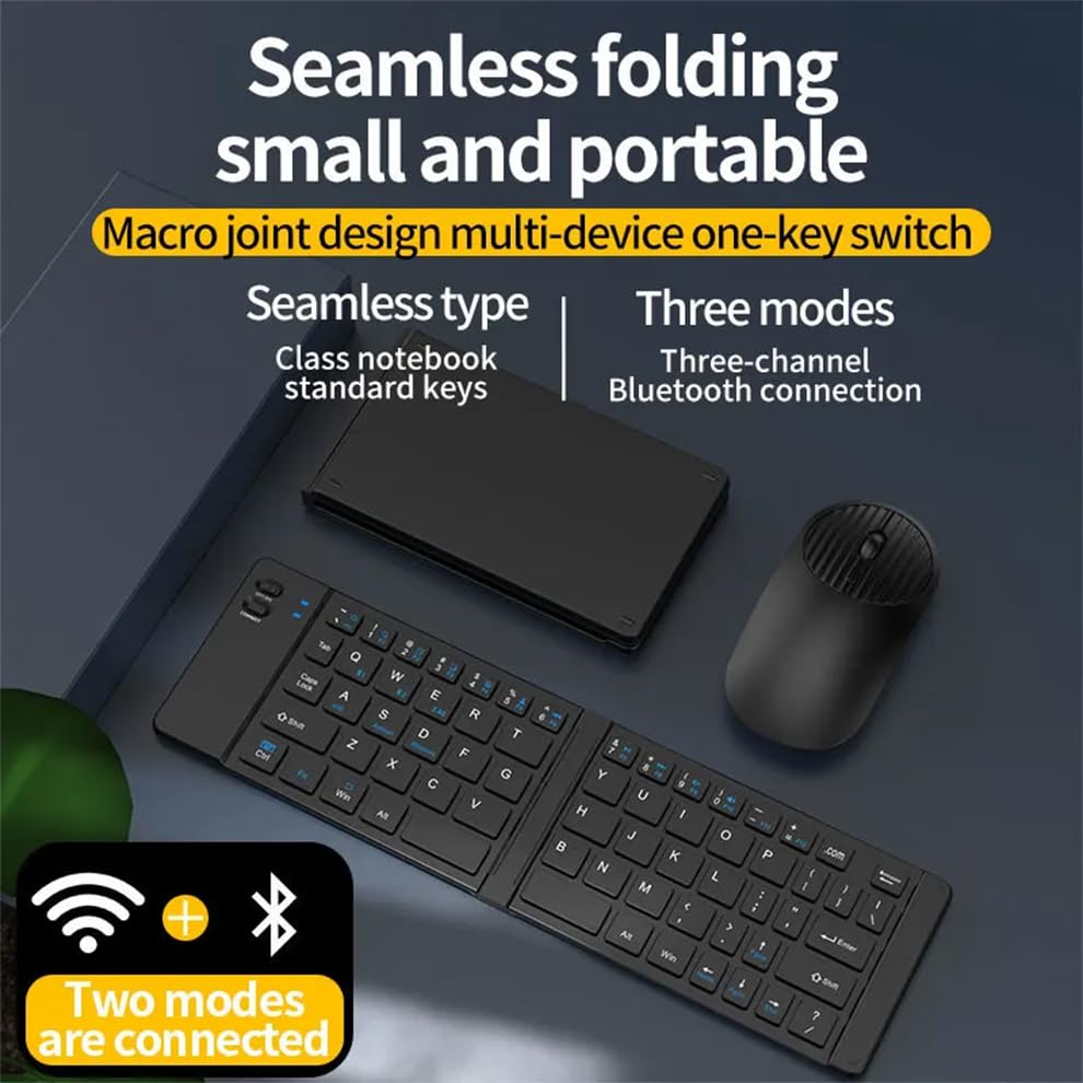 Image of Portable Wireless Bluetooth Folding Keyboard Ultra Slim Pocket Size, Bluetooth Wireless, for iOS, Android and Windows Tabs, Smartphones (QWERTY Folding Keyboard)