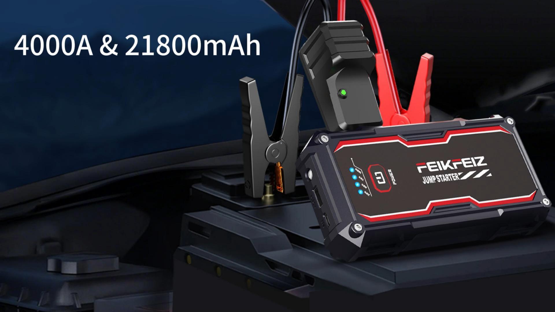 Booster De Batterie 4000A 21800mAh - Démarreur Voiture Portable Pour Moteurs 8.0L Essence / 6.5L Diesel - 7
