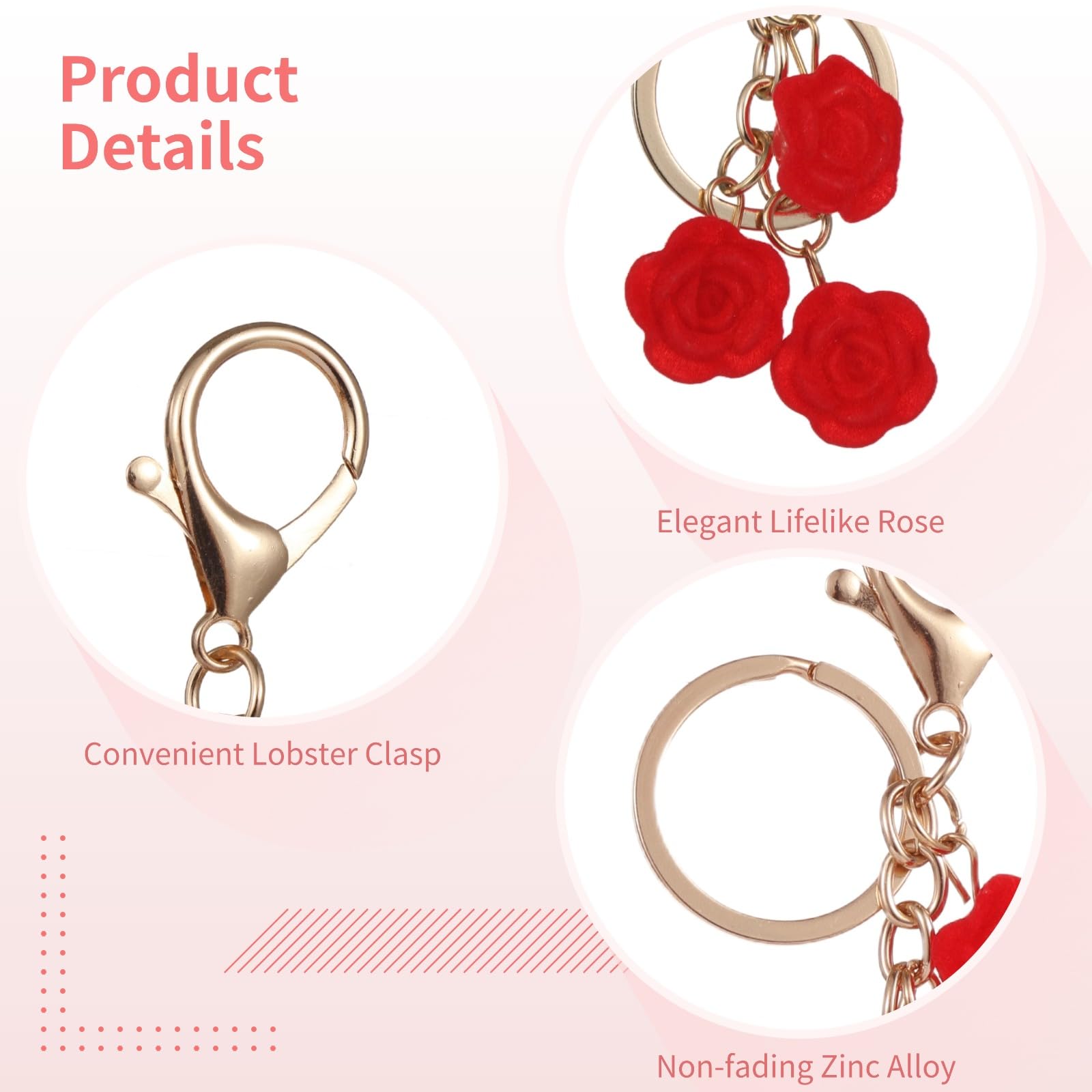 25 portachiavi con rosa rossa, portachiavi in lega con chiusura color oro, souvenir per ospiti nuziali, set di bomboniere romantiche, regalo per donne, 8,9 x 3 x 1 cm