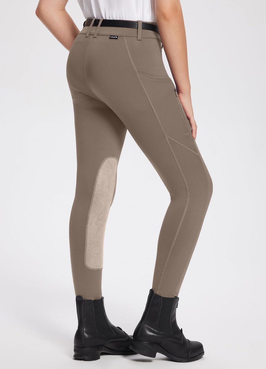 baleaf Girls Riding Pants Kids Equestrian Breeches Knee-Patch Zip Pocket Horseback Tights - Image 2
