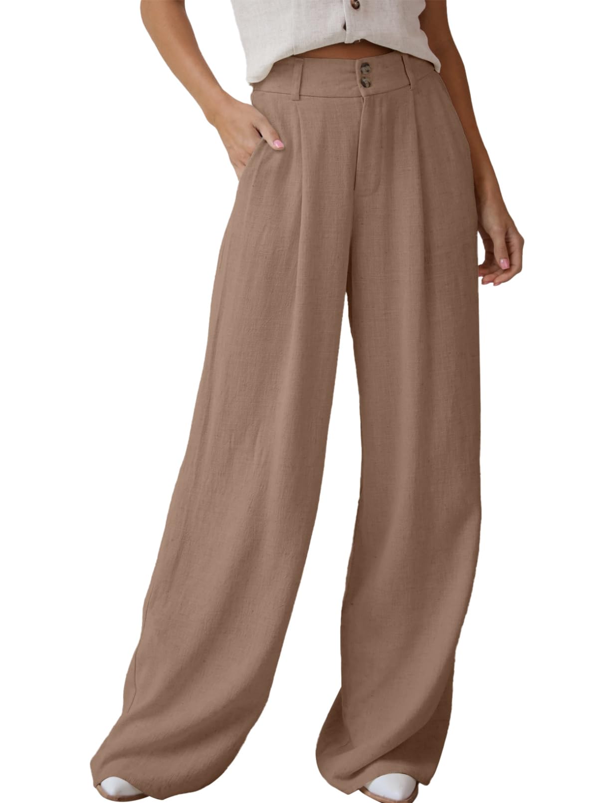 Dokotoo Women's Casual Loose Wide Leg Linen Pants