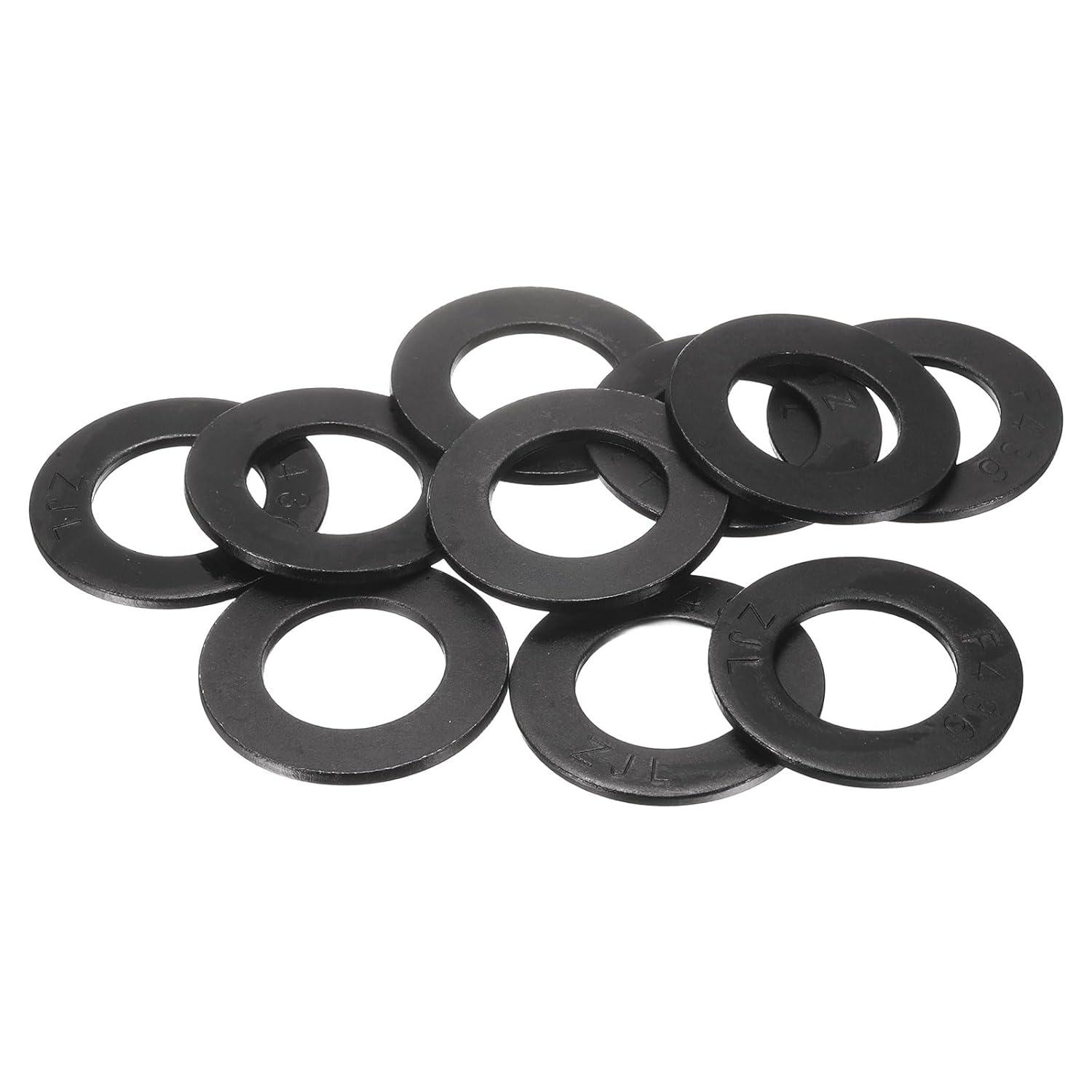 uxcell 10 Pcs SAE 1-1/4" Black Flat Washers, 45# Steel SAE Metal Washer for Screws and Bolts (ASTM F436)