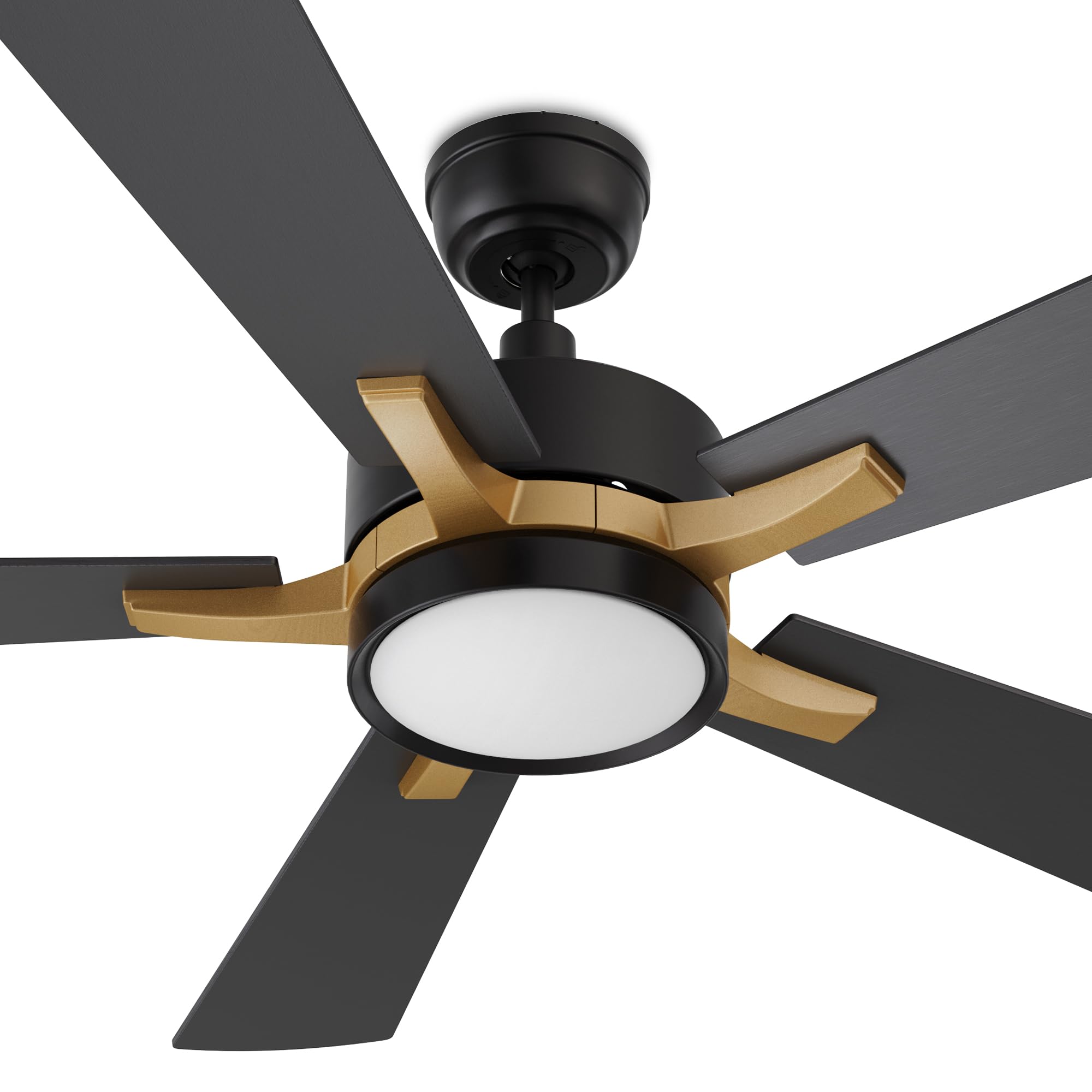 SMAFAN Smart Ceiling Fan 52'' 5-Blade with Remote Control, DC Motor with 10 Speed, Dimmable LED Light Kit Included, Apex Works with Google Assistant and Amazon Alexa, Siri Shortcut (Black and Gold)
