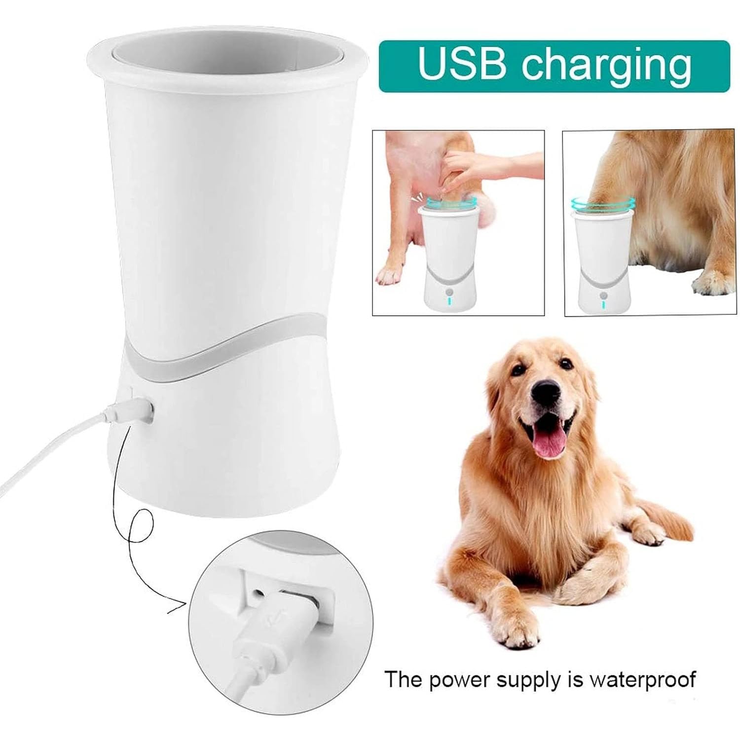Vaso Limpiador Automático De Patas De Perro, Lavapiés Eléctrico para Perros, Lavapiés Portátil con Diseño De Silicona Extraíble, Limpieza Profunda De 360° para Muchos Tipos De Gatos Y Perros