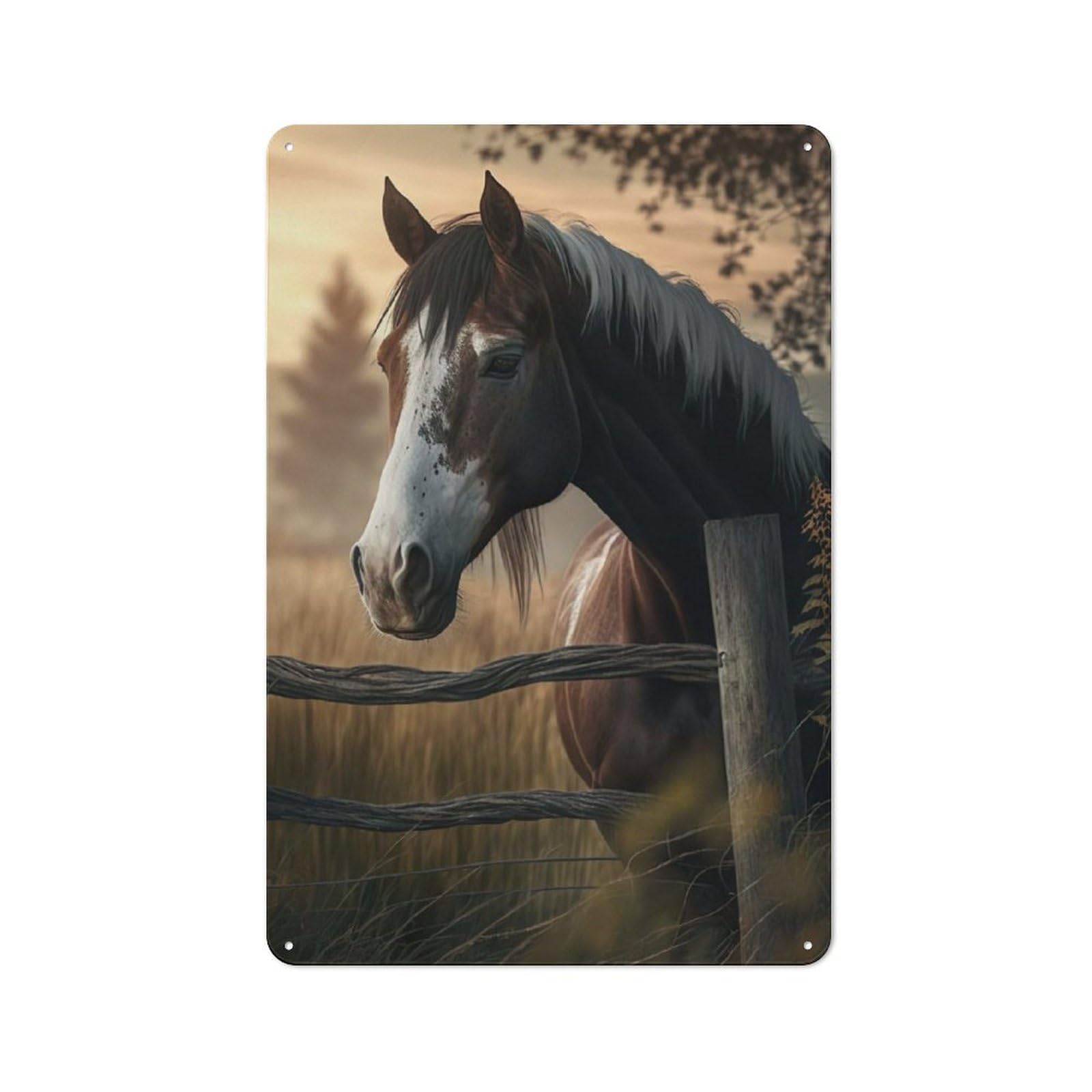 Junmoney The Horse Rustic Metal Sign 30X20cm Featuring For Garage Wall, Suited To Garage Decor Collectors
