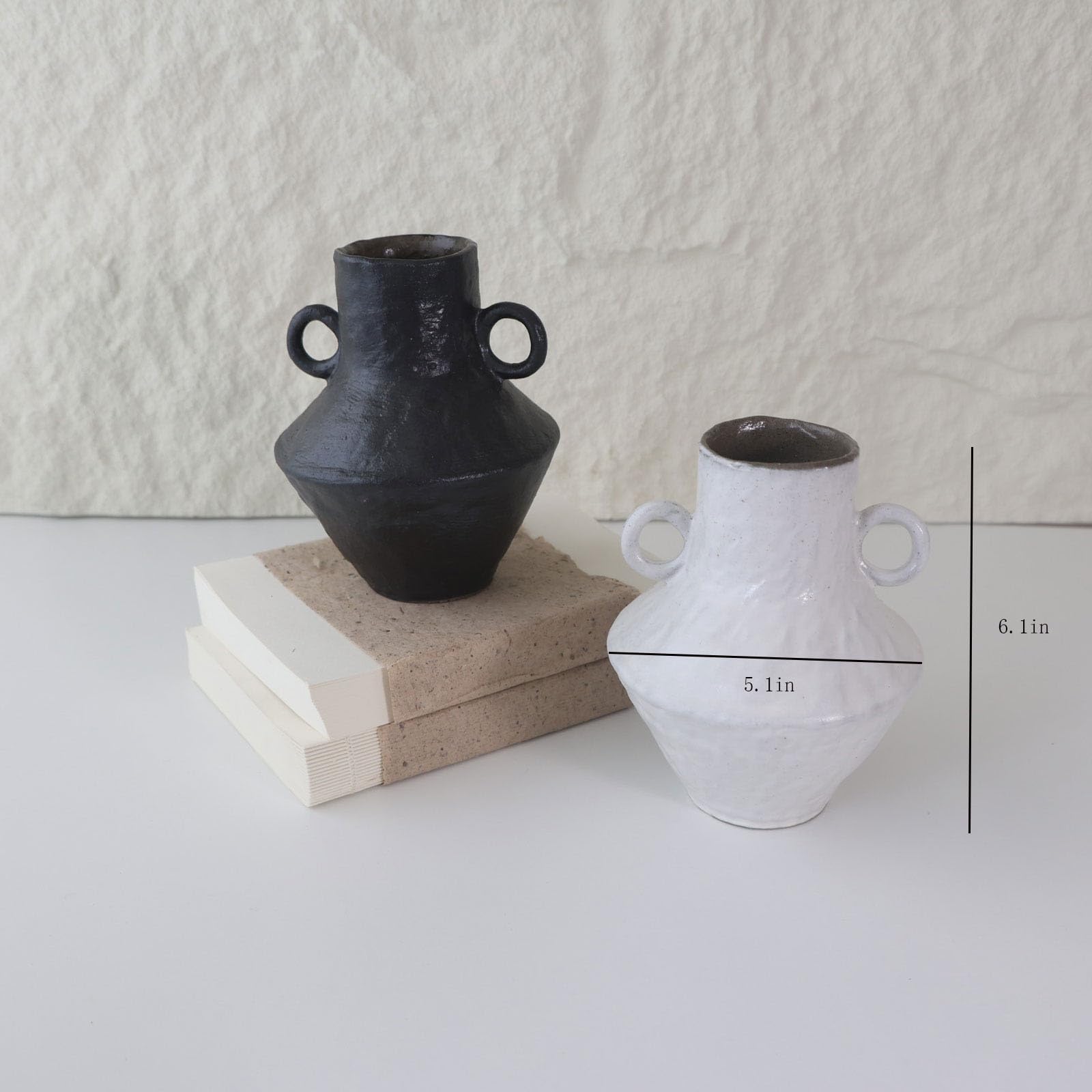 Jarrón rústico pequeño de cerámica, jarrón negro hecho a mano, decoración de cerámica Wabi Sabi para cocina, dormitorio, oficina, sala de estar, baño, mesa de centro de mesa