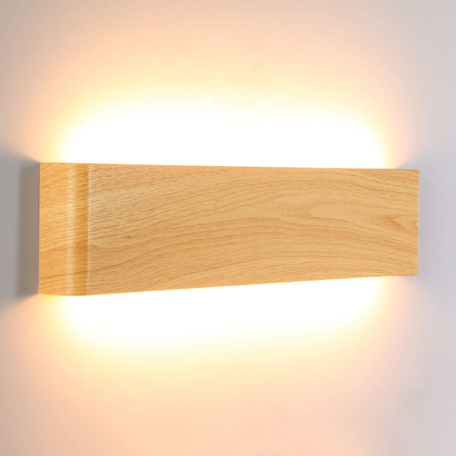 Lightess Lamparas de Pared Madera, Apliques de Pared Interior 40CM, 18W Luz Pared Interior LED, 3000K Apliques Madera Moderna Iluminación para Salón, Dormitorio, Pasillo, Escalera, Blanco Cálido | Lampada da Parete Moderna, Venatura del Legno, 2800K 1800L