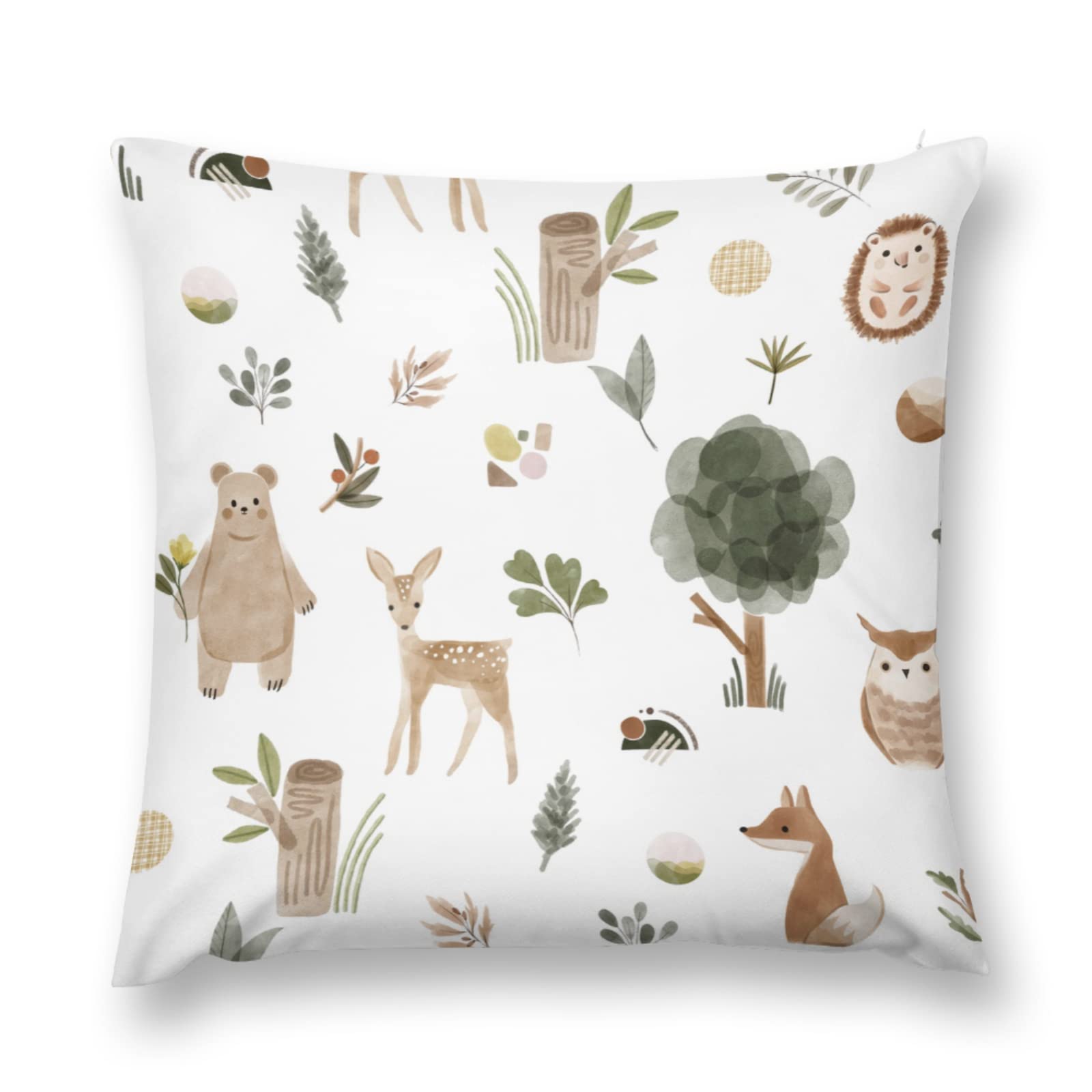 Baby Boy Girl Nursery Safari Animal Truck Decorative Pillowcase Throw Pillow Cover, Jungle Cushion Case Bedroom Playroom Baby Shower Decor, Elephant Zebra Giraffe Lion Neutral Kid Gift 18x18