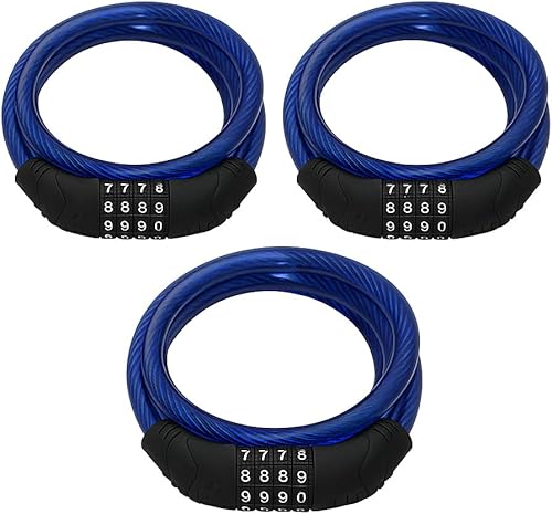 Miniatura 11 de Candado de bicicleta de combinación de acero flexible de 4 pies con mecanismo de autoajuste, 0.394 pulgadas de grosor con cubierta de PVC, código