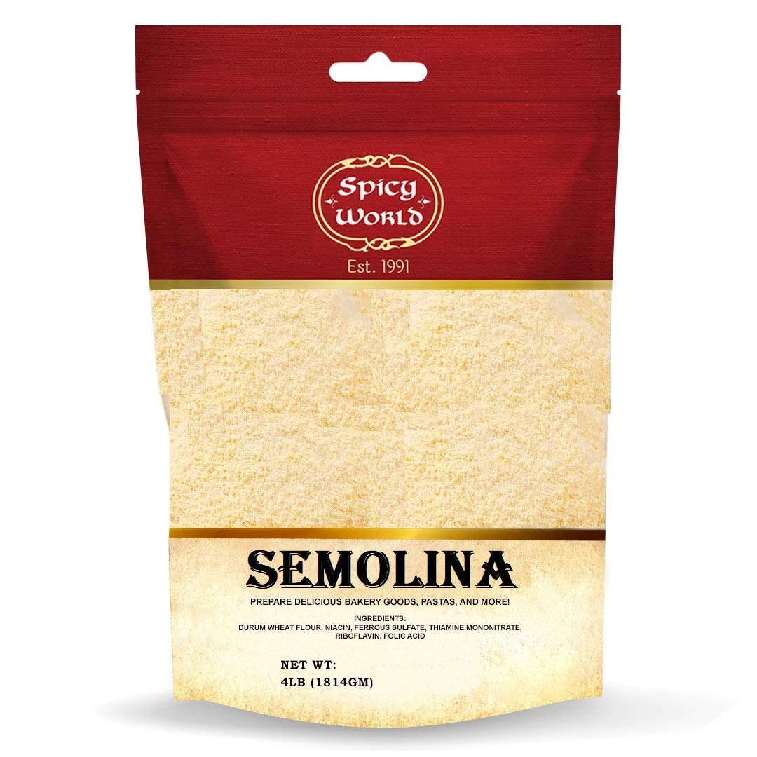 Semolina Flour 8 LB - Premium USA Grown Semolina Flour for Pizza, Pasta Flour, Bread - Fine Ground, Bulk Yellow Flour For Pizza Peel, Nigerian Recipes