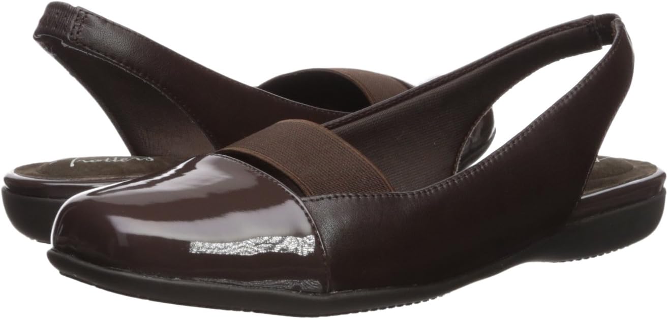 Trotters Women's Sarina Ballet Flat, Dark Brown/Patent, 10.0 S US