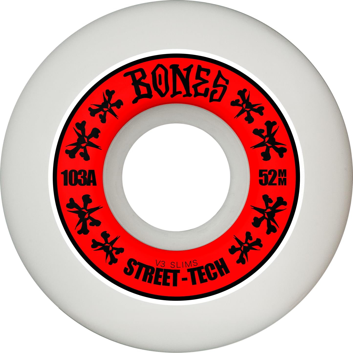Bones Wheels Street Tech Formula STF Slims Skateboard Wheels, 52mm, 103A, V3 Slims