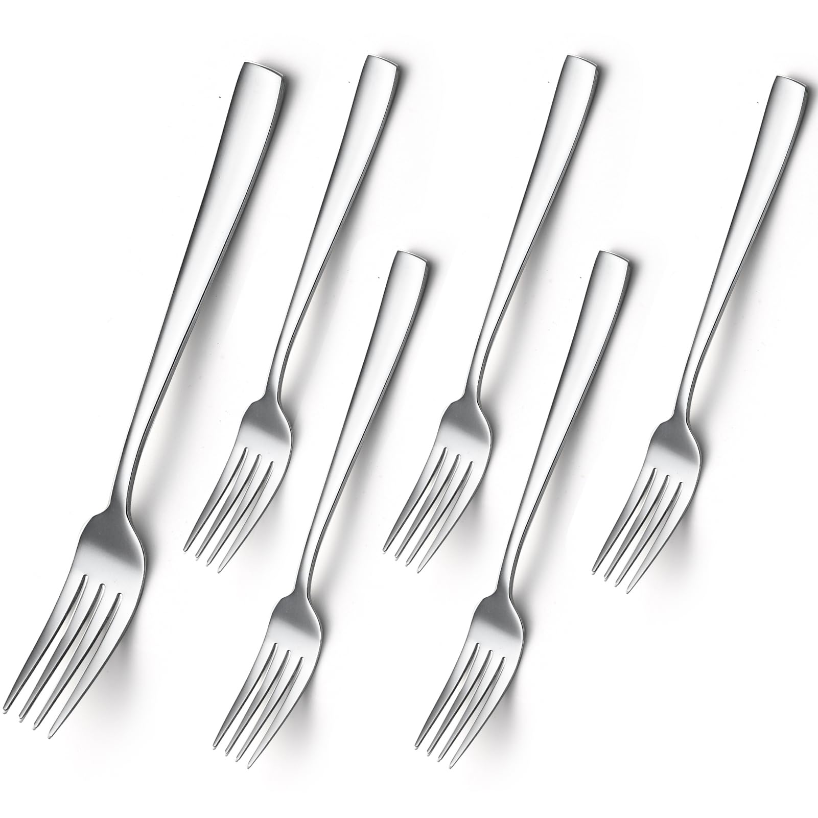 Kucensi Dinner Fork Set, 8-inch Set of 6 Food-Grade Stainless Steel Silverware Table Forks Cutlery Forks Set, Mirror Finish Dishwasher Safe, Use for Home, Kitchen or Restaurant