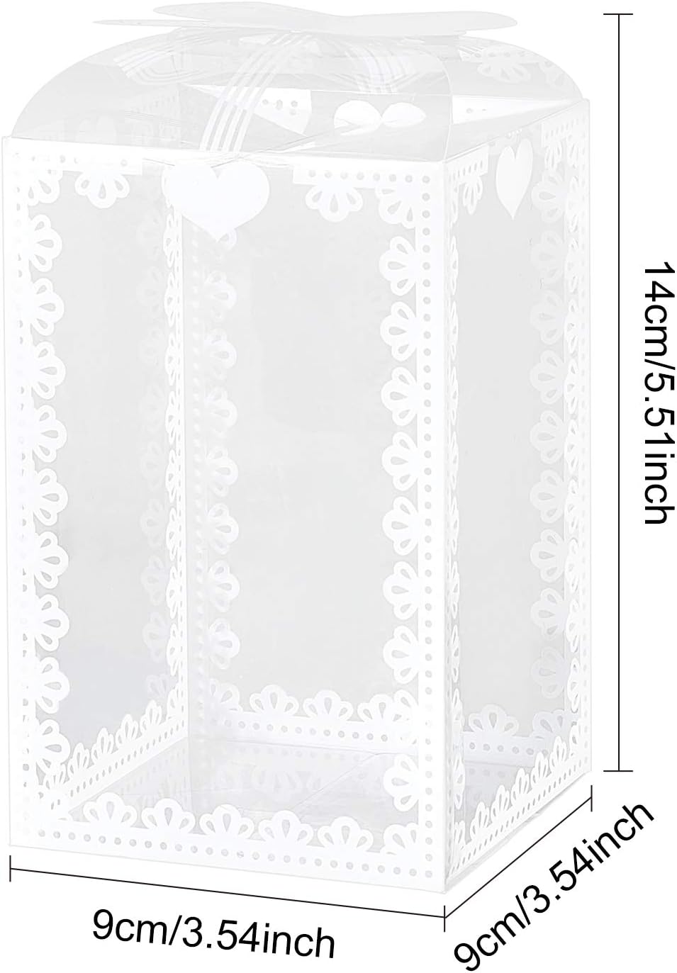 BENECREAT 24PCS 3.5x3.5x5.5 Clear Wedding Favour Boxes with Bowknot Pattern Rectangle PVC Transparent Gift Boxes for Candy Chocolate Valentine's Day, Festival Gift Wrapping - Image 2
