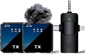 coku F11-2 Wireless Lavalier Microphone 3-in-1 | Noise Cancelling Mic for YouTube, Vlogging, Interviews, Streaming | Compatible with Android, iPhone, Cameras, Laptop