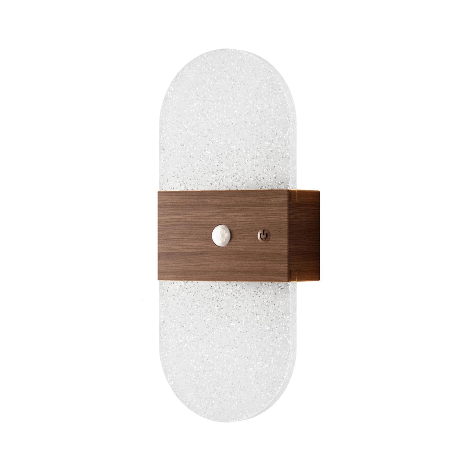 Gaohongmei Walnut Motion Sensor Night Light, Rechargeable Wall Lights(,Oval)