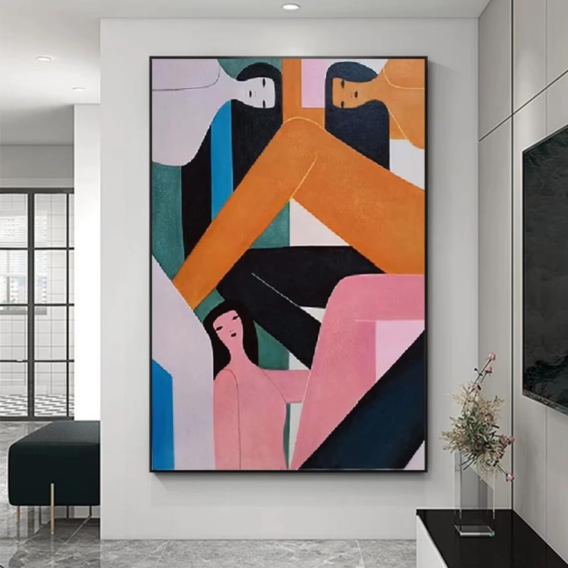 AEFOUU Large Canvas Wall Art Print Faces Large Painting Original Canvas Art Abstract Wall Art Painting Living Room Home Decor(60x90cm/24x36in/Frameless)