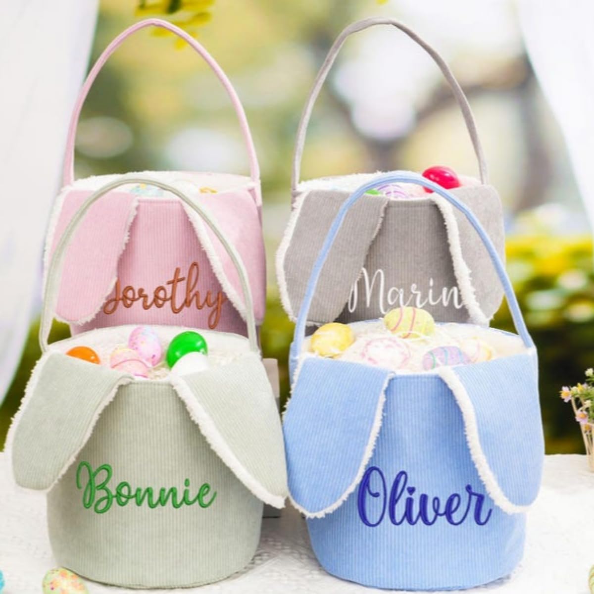 Dangyuxia Custom Easter Basket for Kids,Personalized Easter Basket with Name,Custom Name Baby Basket (Multicolor)