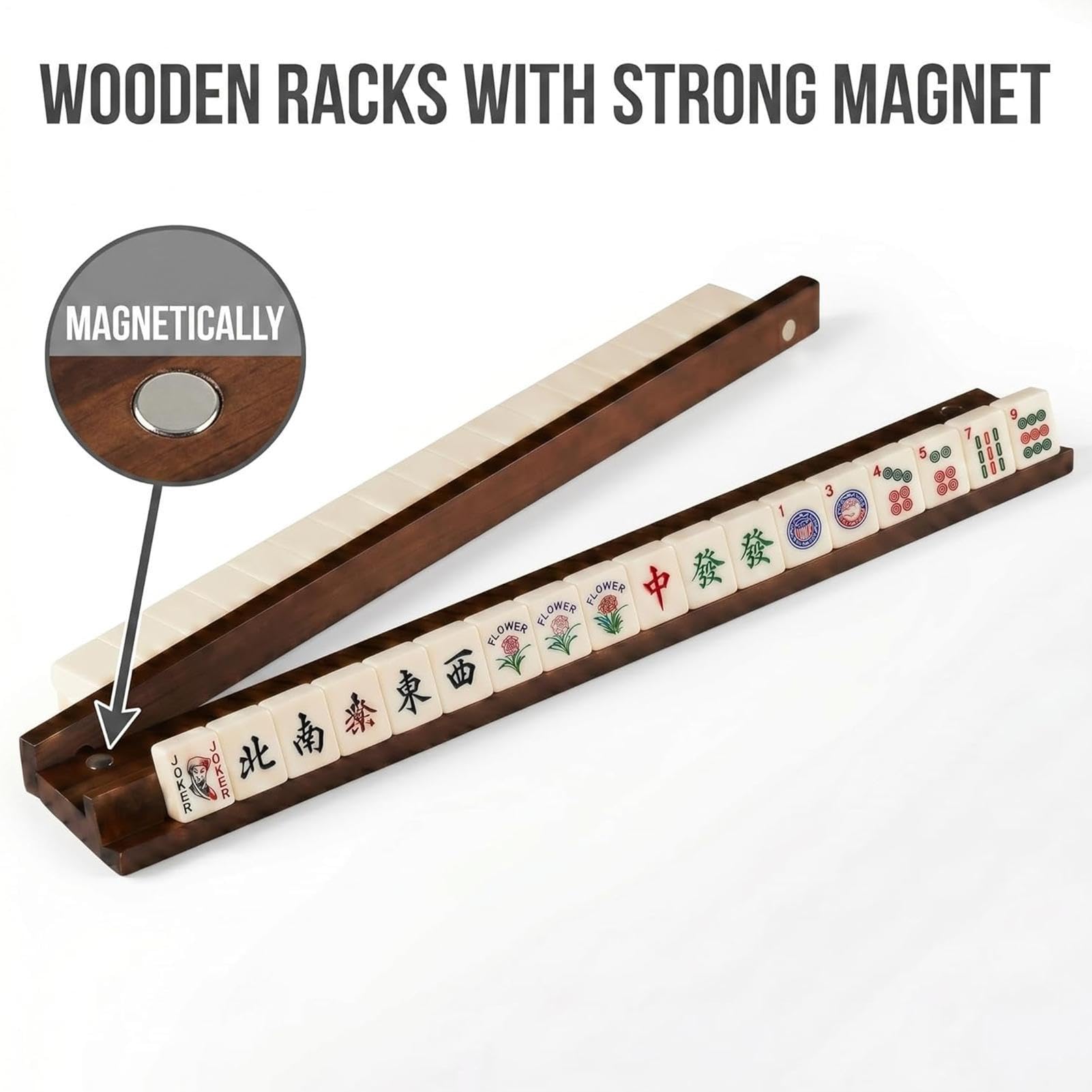 Mahjong-Ständer aus Holz Tischspiel-Zubehör | Magnetische Mahjong-Schieber und Holz-Ständer Für Domino-Steine Für Zuhause, Partys & Reisen, Clubs, Festivitäten, Männer
