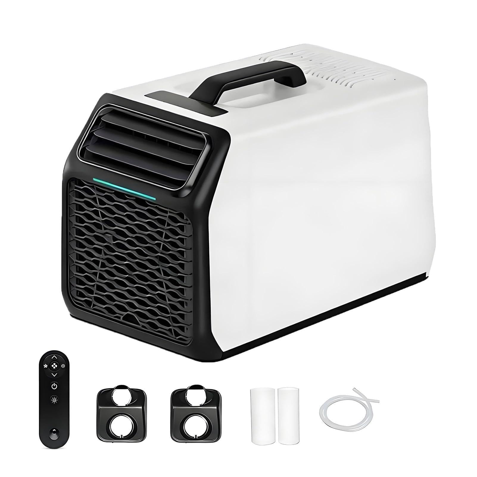 EpyGnom Portable Camping Air Conditioner, Quiet 4-in-1 Cooling Tent AC Unit for Rooms up to 1-11㎡, Efficient Cooling + Dehumidify, with Fan & 24H Timer for Camping, Tent, Truck, Home White-800W