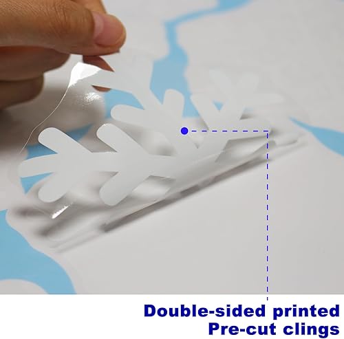 Miniatura 4 de Decoraciones navideñas de copos de nieve, 6 hojas grandes de calcomanías blancas de copo de nieve para ventanas de vidrio, decoración rústica de