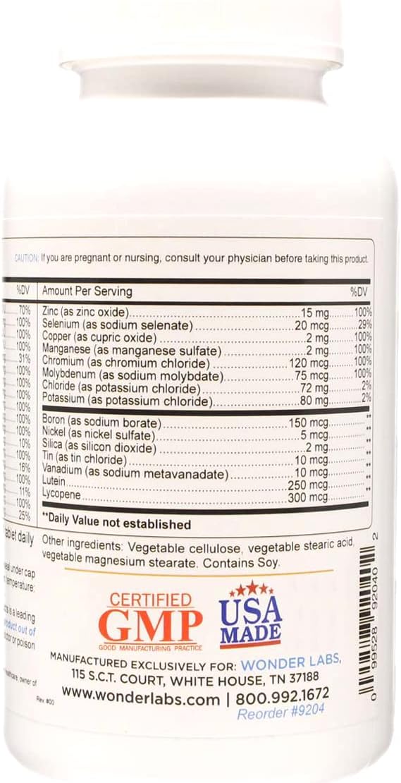 Wonder Labs Multivitamin/Multimineral w/Beta Carotene - 365 Tablets